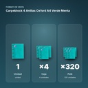 CARPEBLOCK 4 ANILLAS OXFORD A4 VERDE MENTA - formato de venta: caja de 4, palé de 320