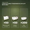 FORROS DE LIBROS TRANSPARENTES 29x52 PP RECICLABLE - formato de venta: paquete de 50, caja de 200