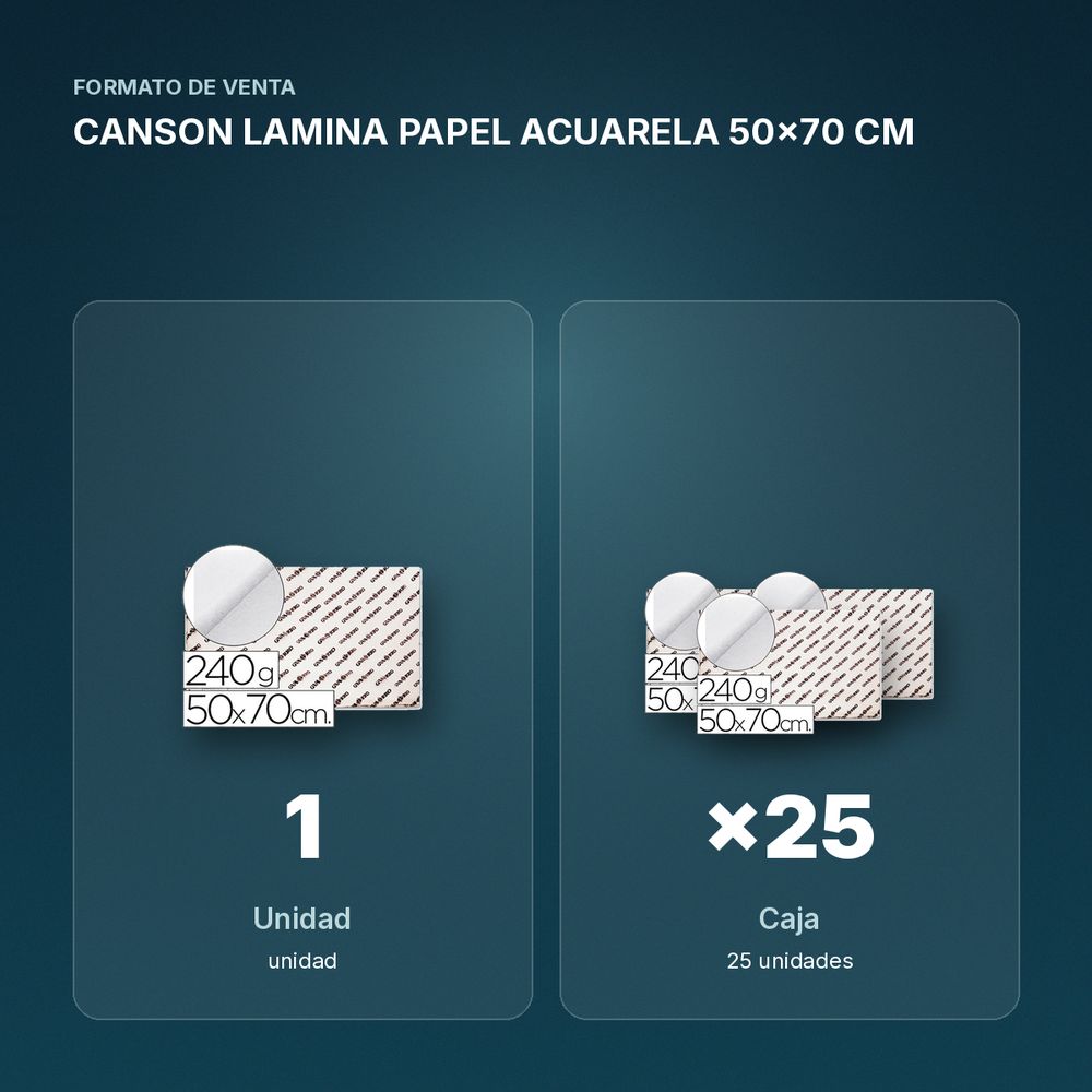 CANSON LAMINA PAPEL ACUARELA 50x70 CM - formato de venta: caja de 25