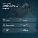CARGADOR COOLBOX PORTÁTIL UNIVERSAL USB-C 65W GAN - resumen de atributos
