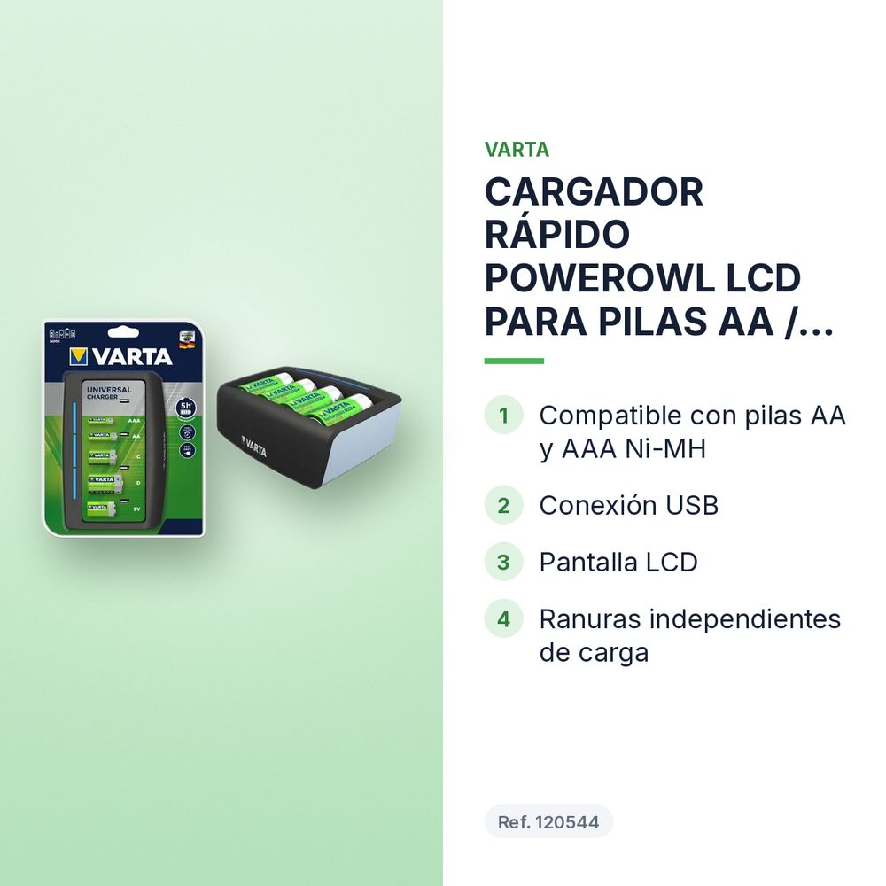 CARGADOR RÁPIDO POWEROWL LCD PARA PILAS AA / AAA Ni-MH - características principales