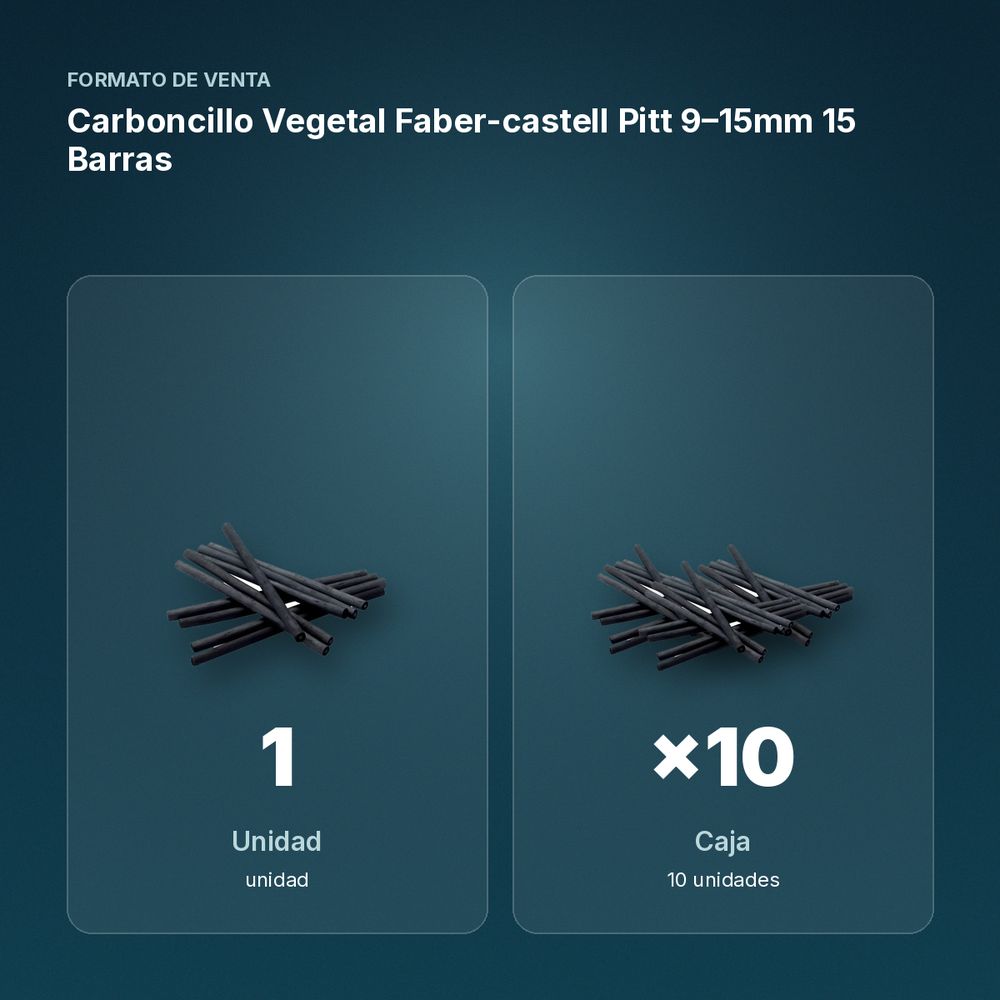 CARBONCILLO VEGETAL FABER-CASTELL PITT 9–15MM 15 BARRAS  - formato de venta: caja de 10