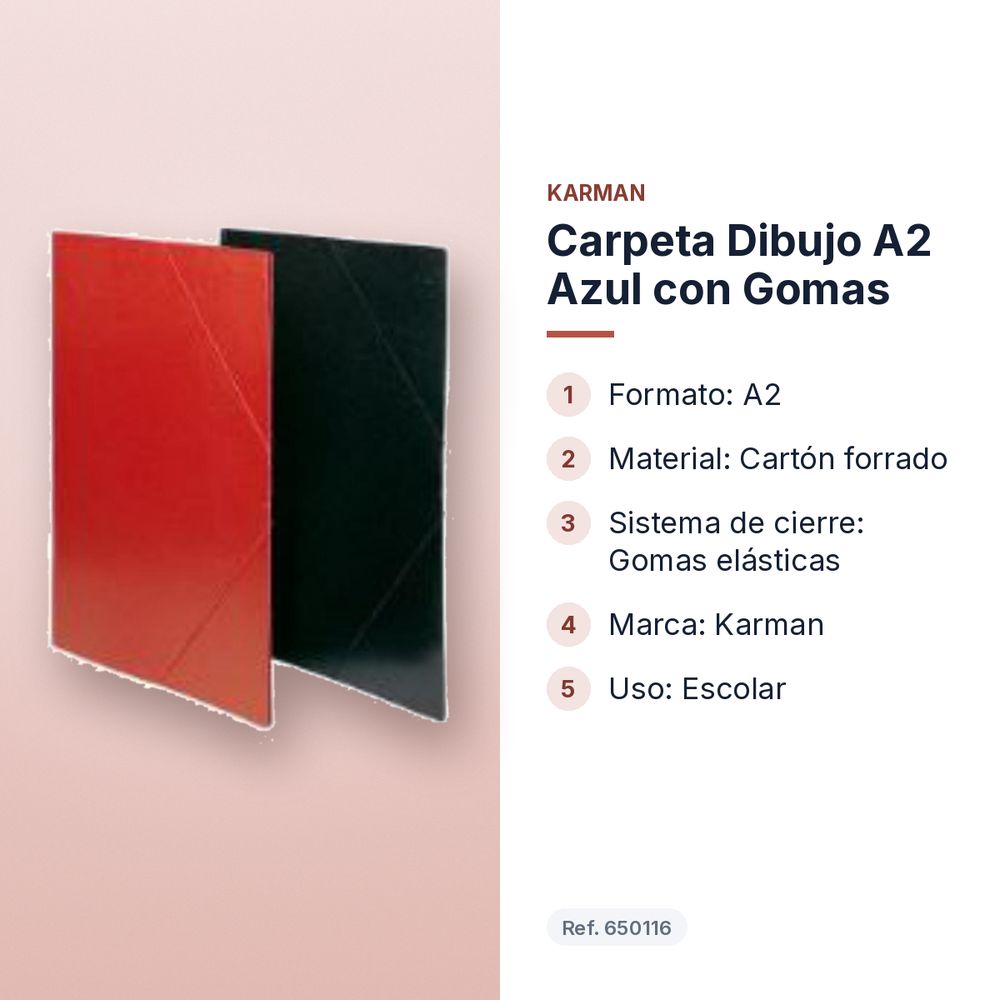 CARPETA DIBUJO A2 AZUL CON GOMAS - características principales