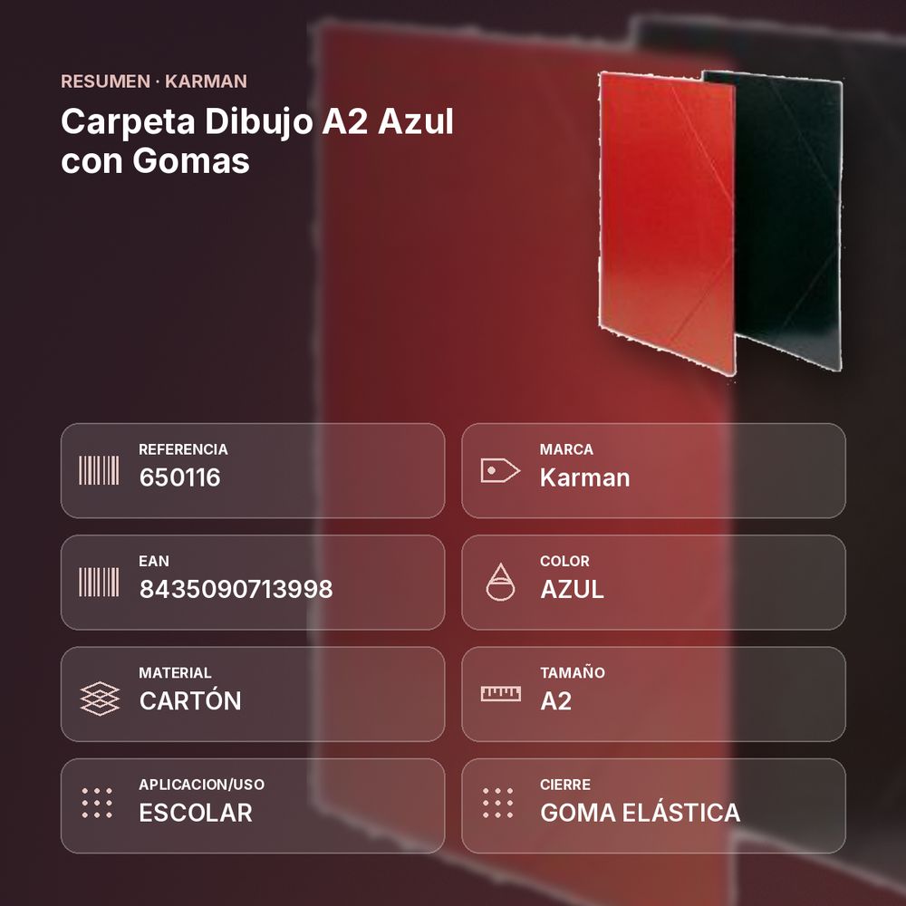 CARPETA DIBUJO A2 AZUL CON GOMAS - resumen de atributos