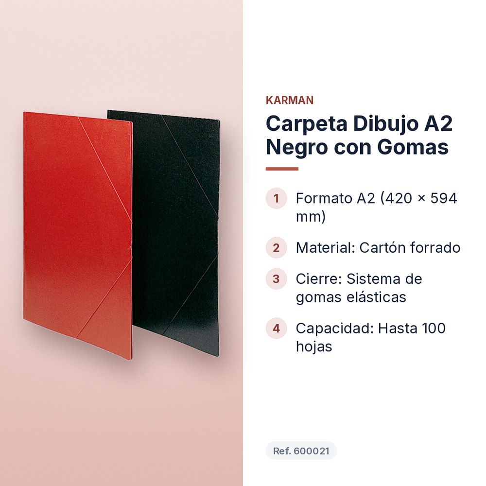 CARPETA DIBUJO A2 NEGRO CON GOMAS  - características principales