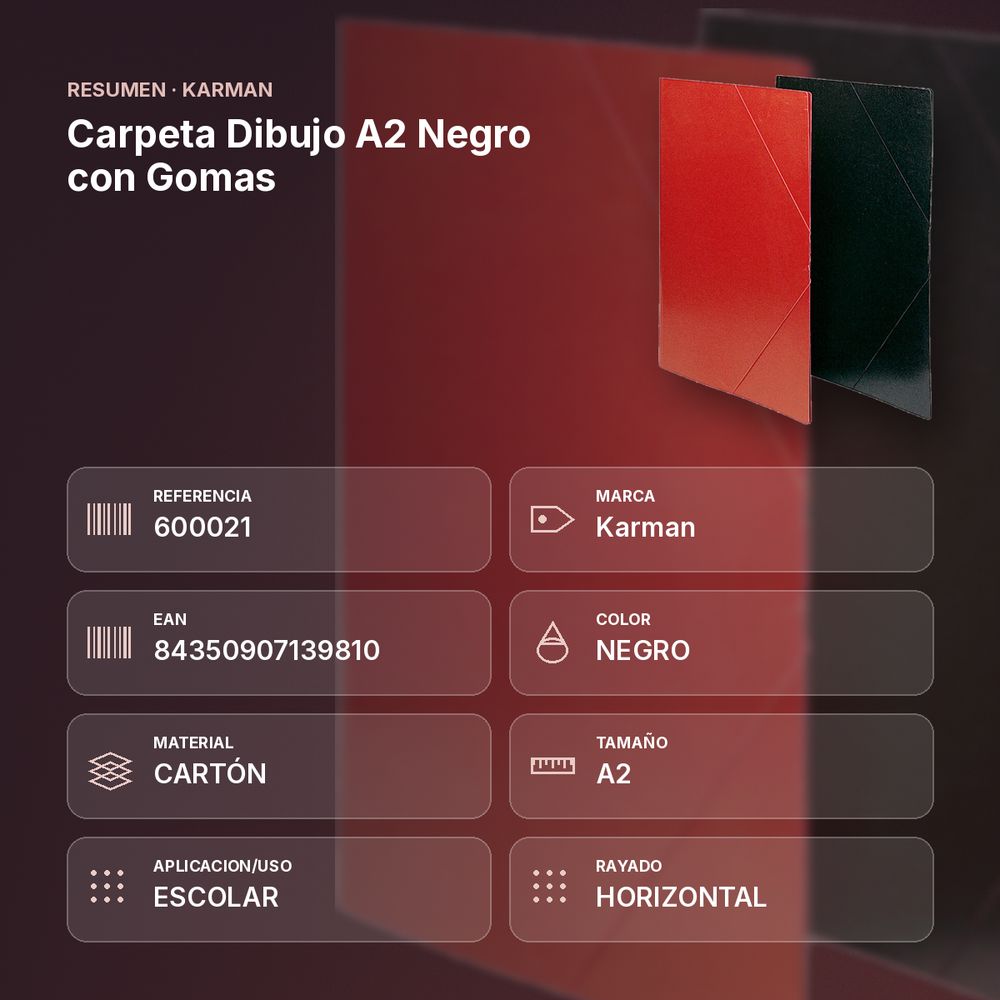 CARPETA DIBUJO A2 NEGRO CON GOMAS  - resumen de atributos