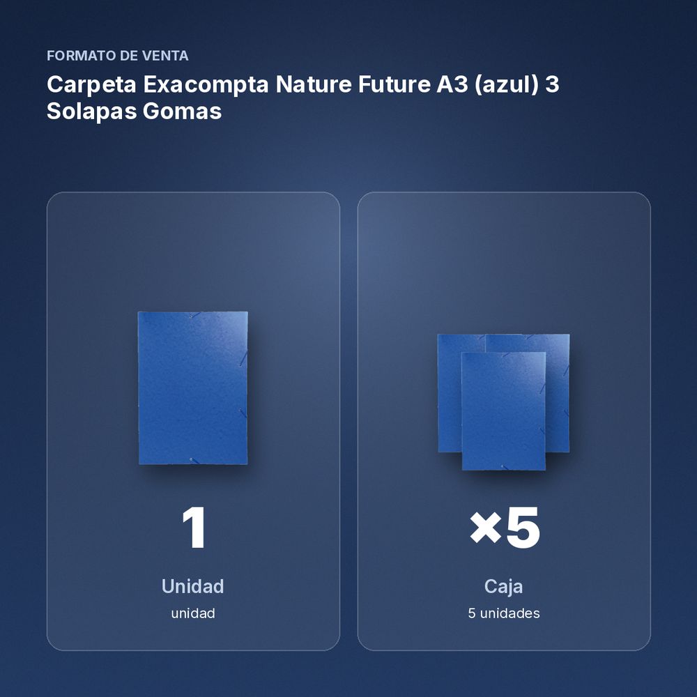 CARPETA EXACOMPTA NATURE FUTURE A3 (AZUL) 3 SOLAPAS GOMAS  - formato de venta: caja de 5