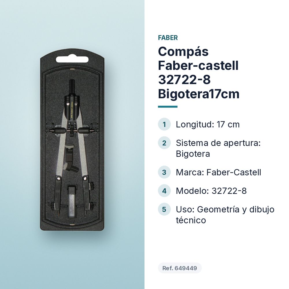 COMPÁS FABER-CASTELL 32722-8 BIGOTERA17CM  - características principales