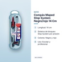 COMPÁS MAPED STOP SYSTEM NEGRO/ROJO 14 CM - características principales