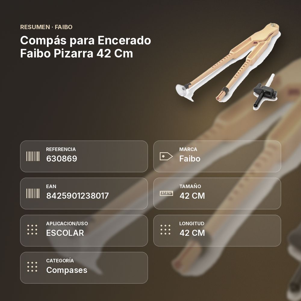 COMPÁS PARA ENCERADO FAIBO PIZARRA 42 CM - resumen de atributos