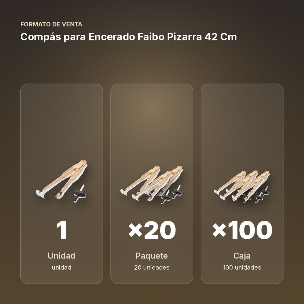 COMPÁS PARA ENCERADO FAIBO PIZARRA 42 CM - formato de venta: paquete de 20, caja de 100