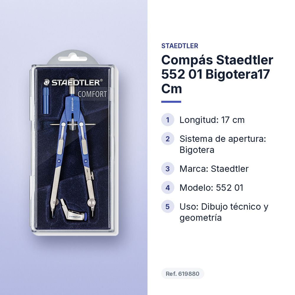 COMPÁS STAEDTLER 552 01 BIGOTERA17 CM - características principales
