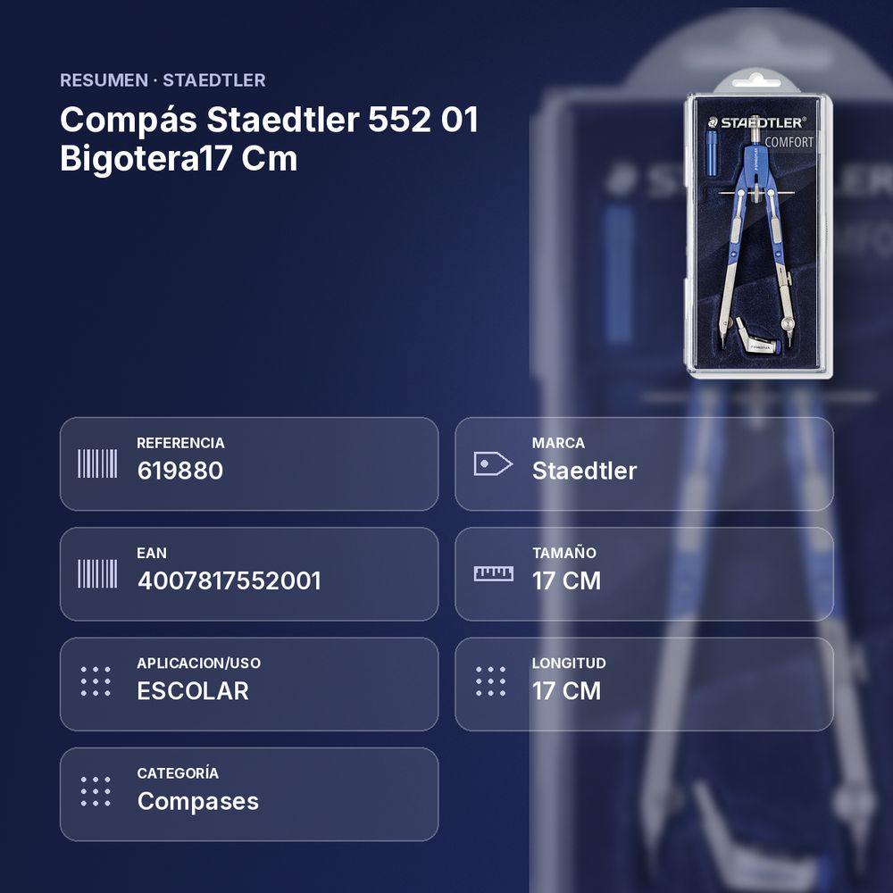 COMPÁS STAEDTLER 552 01 BIGOTERA17 CM - resumen de atributos