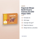 PAPEL DE DIBUJO BASIK GUARRO CANSON A3 250 HOJAS 130G - características principales