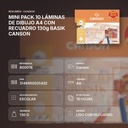 MINI PACK 10 LÁMINAS DE DIBUJO A4 CON RECUADRO 130g BASIK CANSON - resumen de atributos