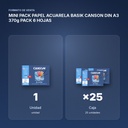MINI PACK PAPEL ACUARELA BASIK CANSON DIN A3 370g PACK 6 HOJAS - formato de venta: caja de 25