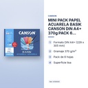 MINI PACK PAPEL ACUARELA BASIK CANSON DIN A4+ 370g PACK 6 HOJAS - características principales