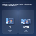 MINI PACK PAPEL ACUARELA BASIK CANSON DIN A4+ 370g PACK 6 HOJAS - formato de venta: caja de 20