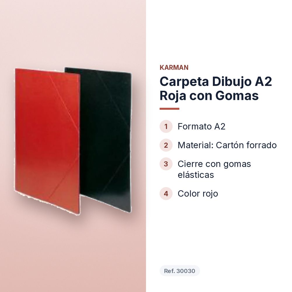 CARPETA DIBUJO A2 ROJA CON GOMAS  - características principales