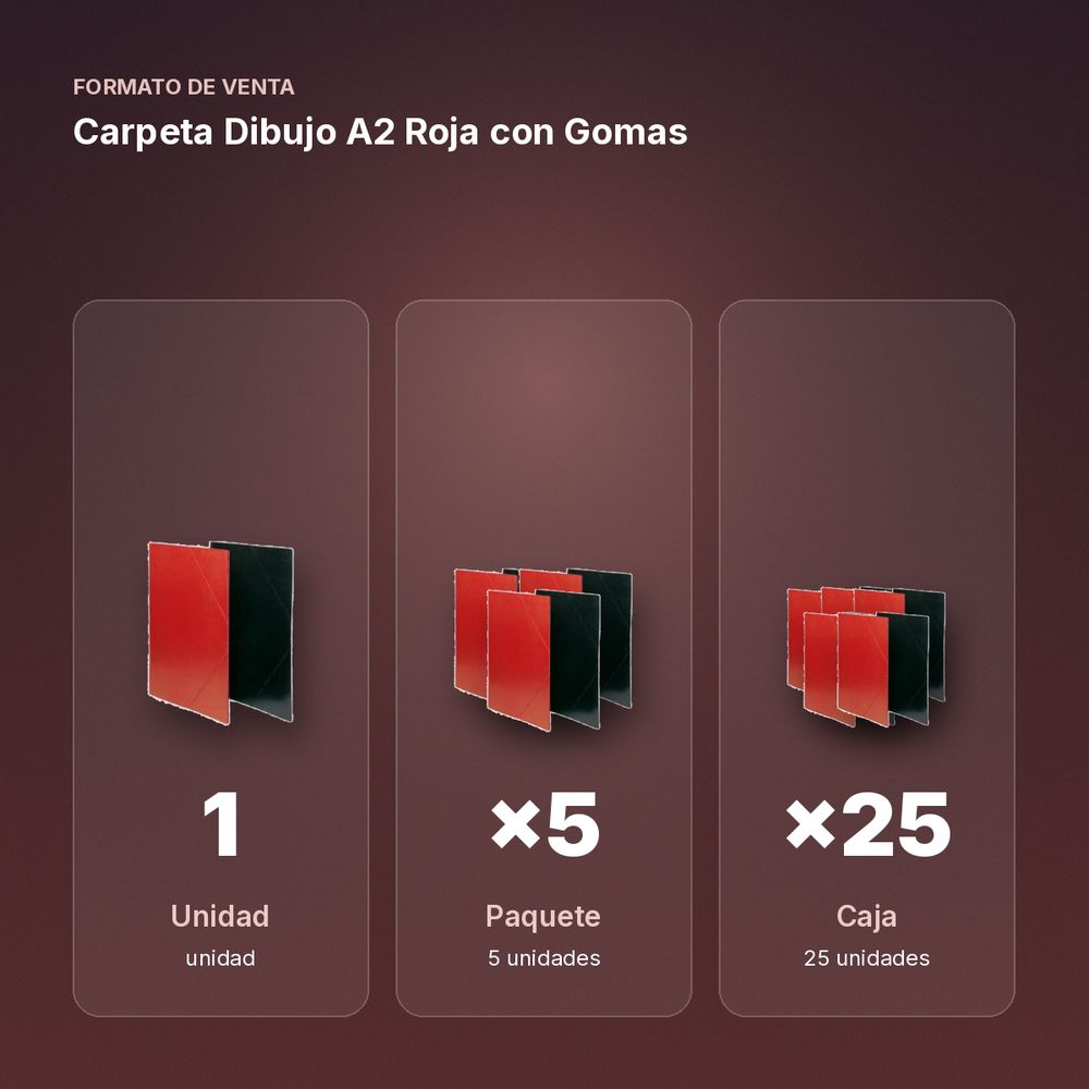 CARPETA DIBUJO A2 ROJA CON GOMAS  - formato de venta: paquete de 5, caja de 25