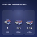 CARPETA FUELLE 12 BOLSAS RECIBOS OPACO  - formato de venta: paquete de 8, caja de 32