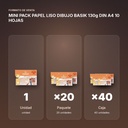 MINI PACK PAPEL LISO DIBUJO BASIK 130g DIN A4 10 HOJAS - formato de venta: paquete de 20, caja de 40