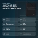 CARPETA A4+ CON GOMAS Y SOLAPAS (NEGRO) · CARTÓN 400 g  - resumen de atributos