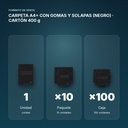 CARPETA A4+ CON GOMAS Y SOLAPAS (NEGRO) · CARTÓN 400 g  - formato de venta: paquete de 10, caja de 100