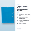 CARPETA MARIOLA CARTON A4+ CON GOMAS Y SOLAPAS AZUL CLARO - características principales