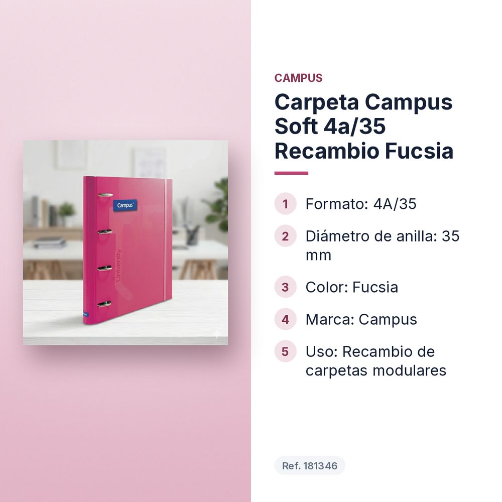 CARPETA CAMPUS SOFT 4A/35 RECAMBIO FUCSIA - características principales
