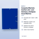 CARPETA MARIOLA CARTON A4+ CON GOMAS Y SOLAPAS AZUL MARINO - características principales
