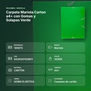 CARPETA MARIOLA CARTON A4+ CON GOMAS Y SOLAPAS VERDE - resumen de atributos