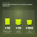 CARPETA MARIOLA CARTON A4+ CON GOMAS Y SOLAPAS VERDE CLARO - formato de venta: paquete de 10, caja de 100