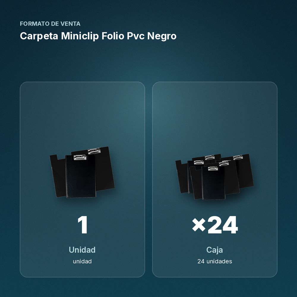 CARPETA MINICLIP FOLIO PVC NEGRO - formato de venta: caja de 24