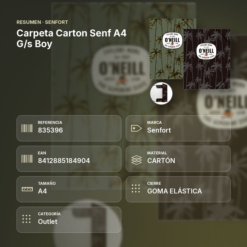 CARPETA CARTON SENF A4 G/S BOY - resumen de atributos