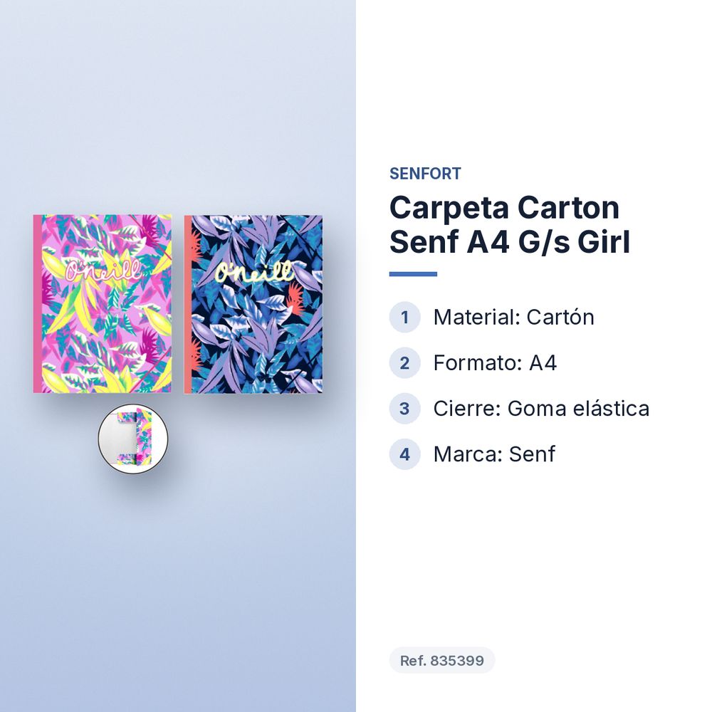 CARPETA CARTON SENF A4 G/S GIRL - características principales