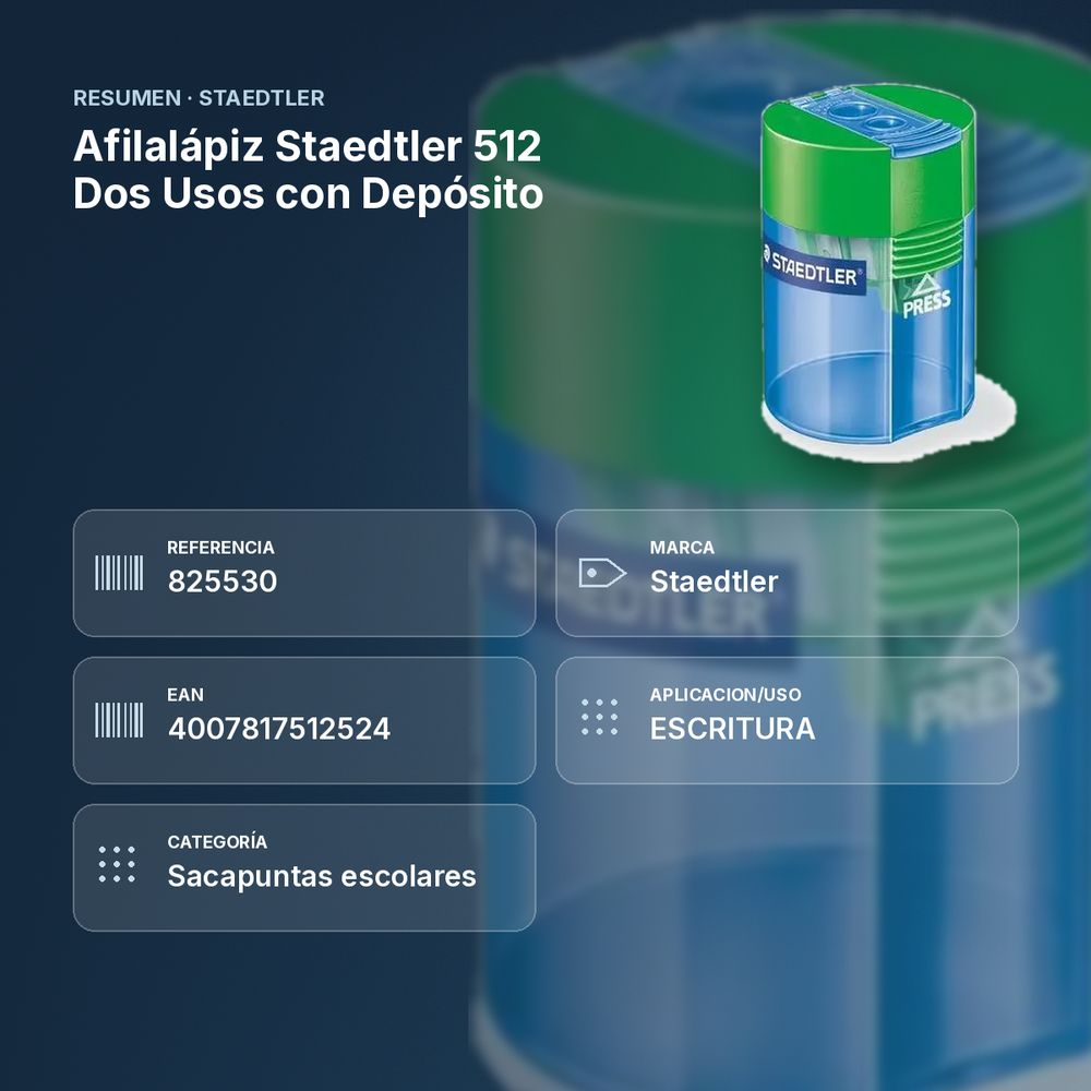 AFILALÁPIZ STAEDTLER 512 DOS USOS CON DEPÓSITO - resumen de atributos