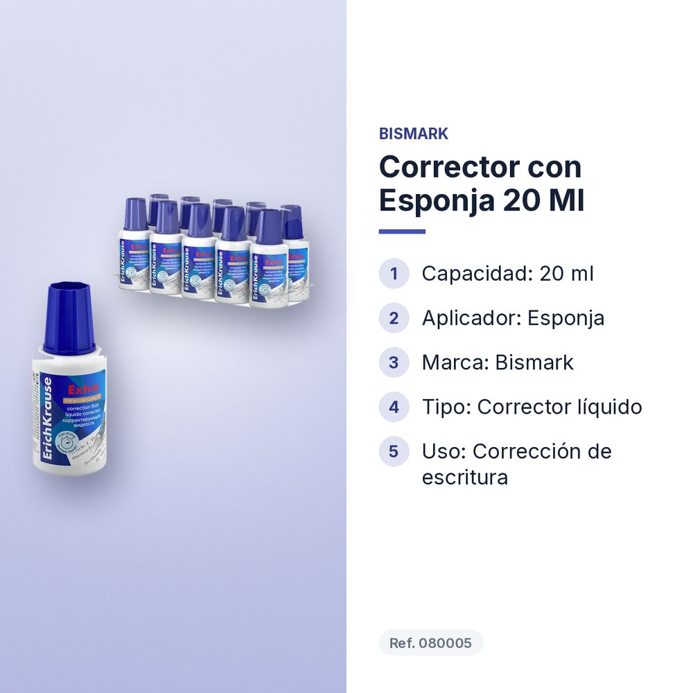 CORRECTOR CON ESPONJA 20 ML - características principales