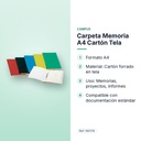 CARPETA MEMORIA A4 CARTÓN TELA - características principales