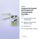 CARPETA PP ESPIRAL 40 FUNDAS A4 TRANSPARENTE PORTADA PERSONALIZABLE - características principales