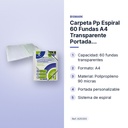 CARPETA PP ESPIRAL 60 FUNDAS A4 TRANSPARENTE PORTADA PERSONALIZABLE - características principales