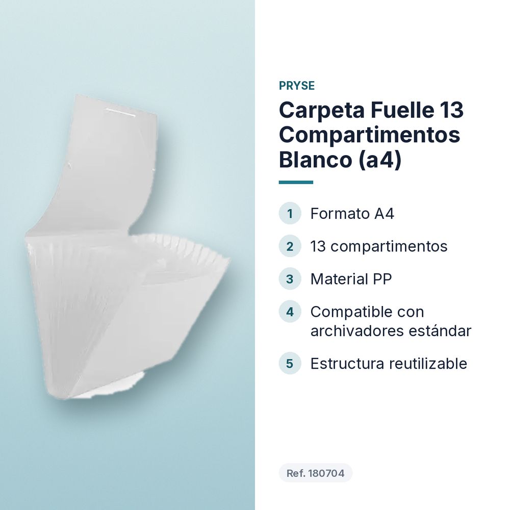 CARPETA FUELLE 13 COMPARTIMENTOS BLANCO (A4) - características principales