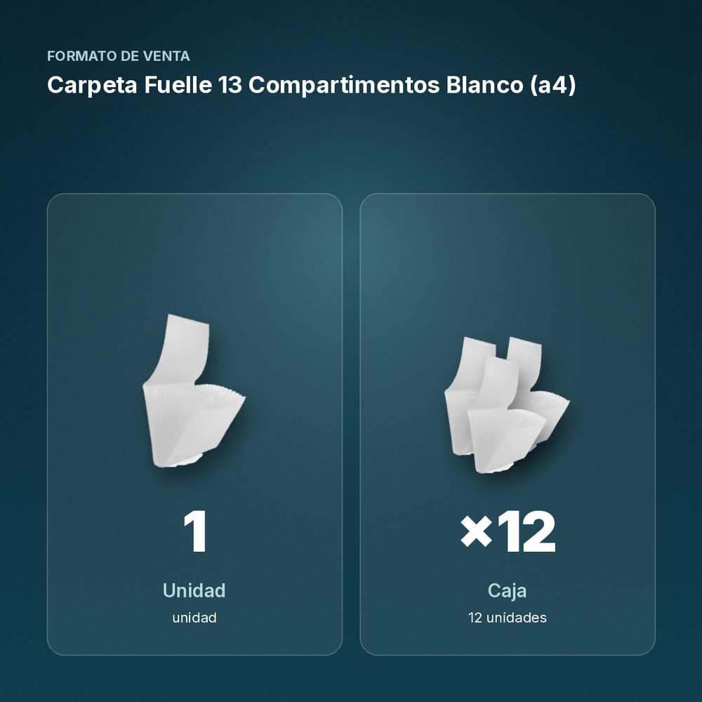 CARPETA FUELLE 13 COMPARTIMENTOS BLANCO (A4) - formato de venta: caja de 12