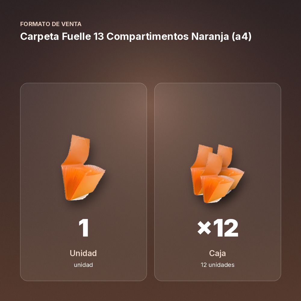 CARPETA FUELLE 13 COMPARTIMENTOS NARANJA (A4) - formato de venta: caja de 12