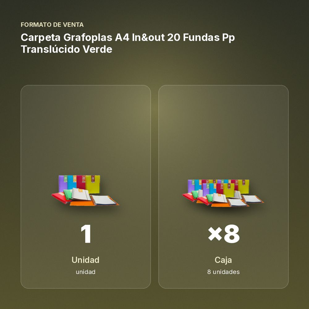 CARPETA GRAFOPLAS A4 IN&OUT 20 FUNDAS PP TRANSLÚCIDO VERDE - formato de venta: caja de 8