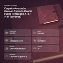 CARPETA ACORDEÓN KARMAN TAMAÑO CUARTO FUELLE REFORZADO A–Z / 1–31 (BURDEOS) - resumen de atributos