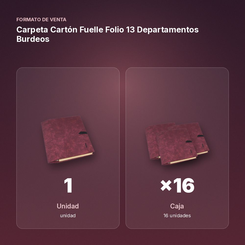 CARPETA CARTÓN FUELLE FOLIO 13 DEPARTAMENTOS BURDEOS - formato de venta: caja de 16