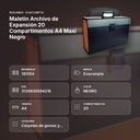 MALETIN ARCHIVO DE EXPANSIÓN 20 COMPARTIMENTOS A4 MAXI NEGRO - resumen de atributos