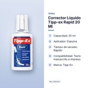 CORRECTOR LÍQUIDO TIPP-EX RAPID 20 ML - características principales