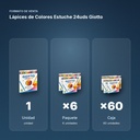 LÁPICES DE COLORES ESTUCHE 24UDS GIOTTO - formato de venta: paquete de 6, caja de 60